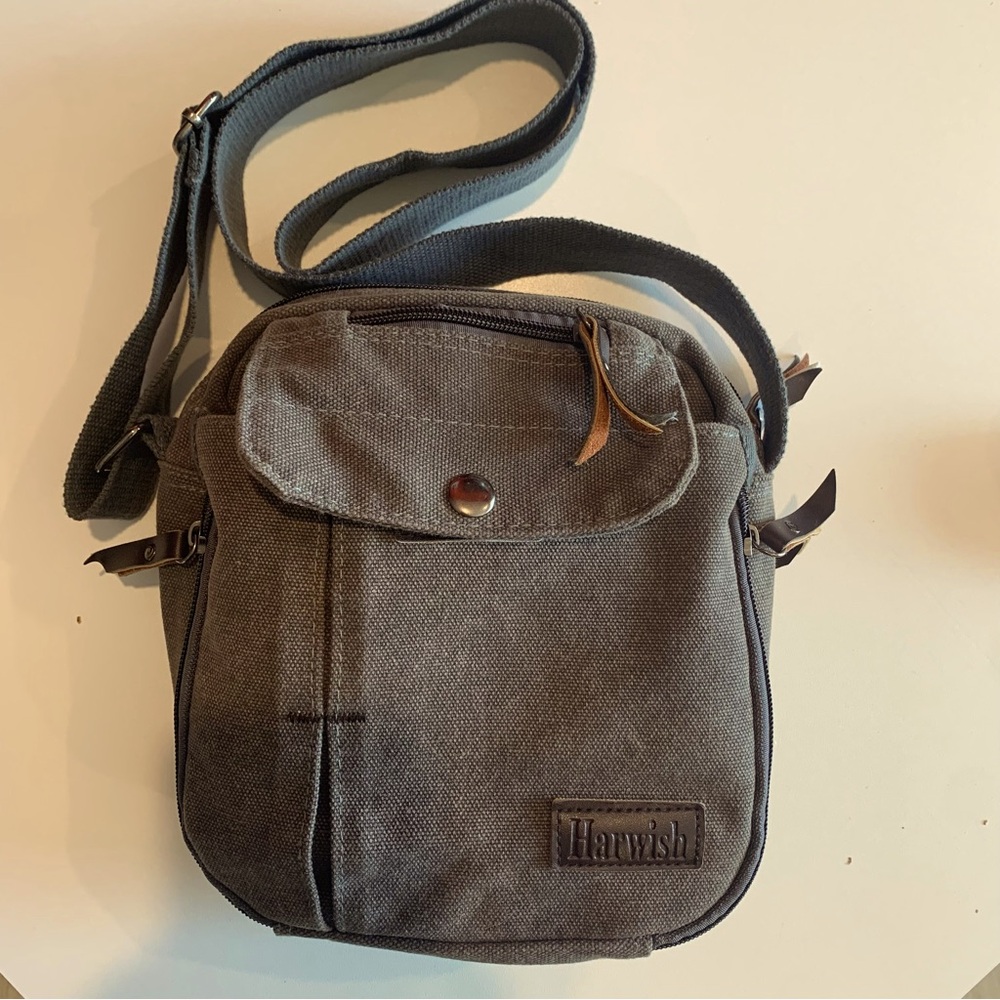Harwish Gray Canvas Utility Military Messenger/Crossbody Bag Unisex